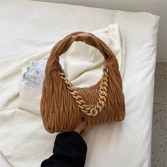 Vintage PU Leather Shoulder Bag Thick Chain Handbags