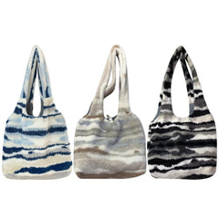 Casual Tote Bag Plush Underarm Bag Ink Pattern Shopping Bag