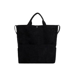 Corduroy Tote Shoulder Bag for Women Large Capacity Winter Soft Solid Messenger
