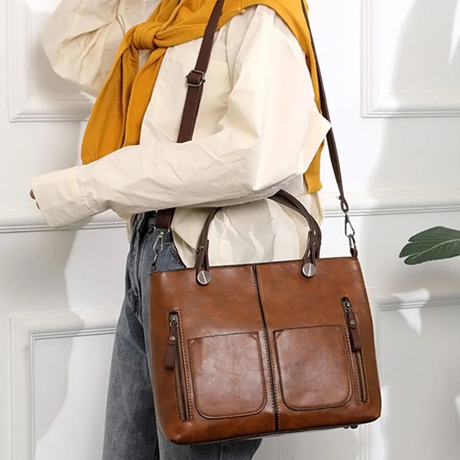 Women Shoulder Bag Crossbody Handbag Retro Large Capacity Bag