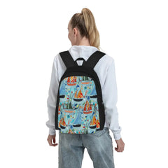 Boats Backpack Men's Zipper Close Bag
