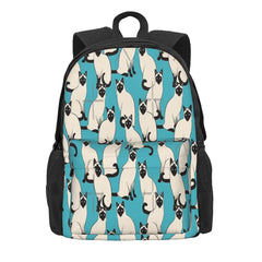 Siamese Cats on Turquoise Backpacks Men's & Women's Vintage Bags