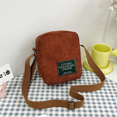 Corduroy High Crossbody Bag Solid Colors Casual Lovely