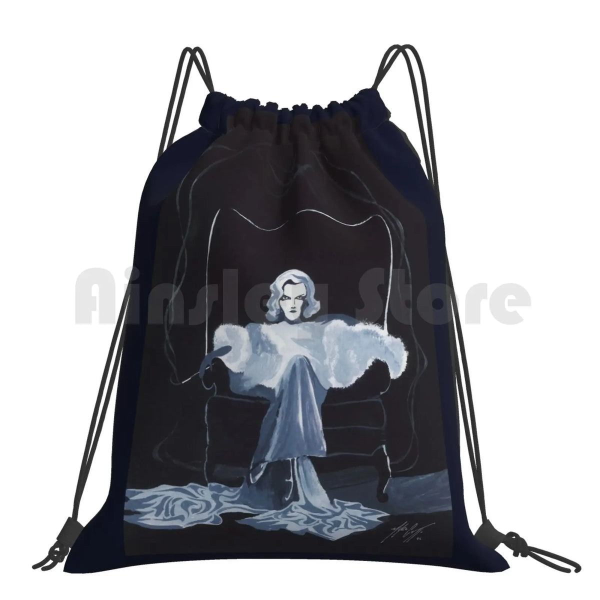 Silent Backpack Drawstring Bag Woman Smoking Art Film Actress