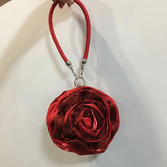 Silk Flower Clutch Purse Mini Round Evening Bag Wedding Party Wallets
