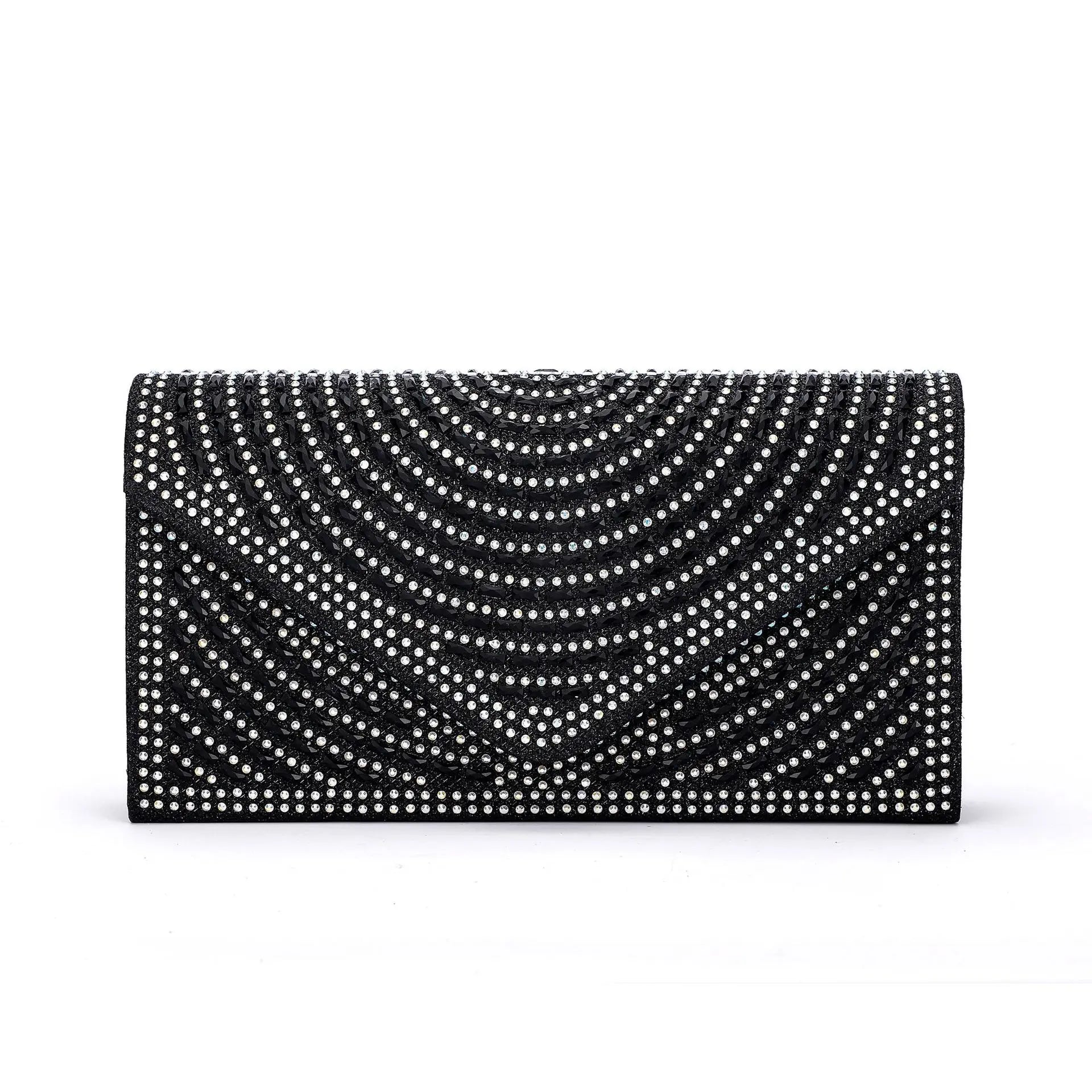 Silver Champagne Envelope Bag Rhinestone Studded Purse