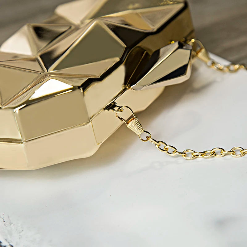 Silver Acrylic Box Geometry Clutch Evening Bag