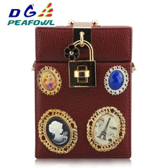 Women's Silver Evening Clutch Bag with Diamonds