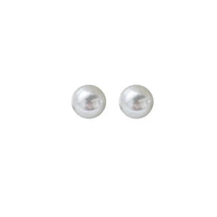 Silver Needle Round Pearl Earrings Retro French Style Stud Earrings