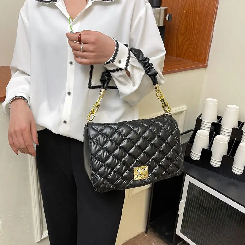 Quilted Shoulder Bag Large Crossbody Case Padded Bags for Women
