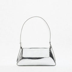 Silver Patent Leather Shoulder Bag for Women