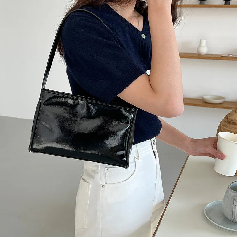 Silver Tote Evening Bag Pu Leather Shoulder Underarm Bags for Women