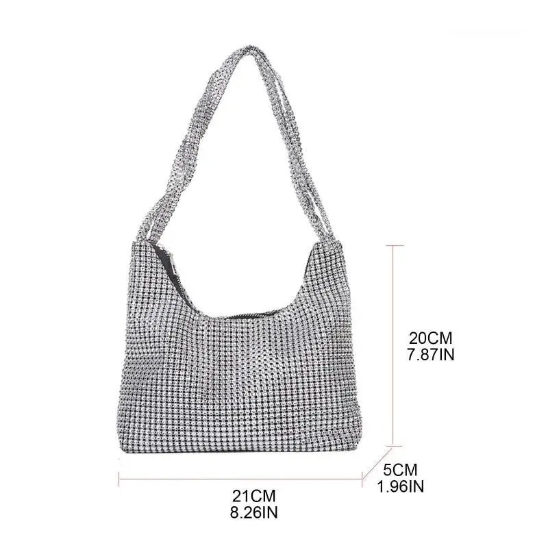 Silver Rhinestone Evening Bag Handbag Shoulder Bag for Women