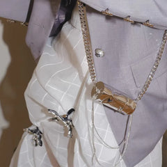 Silver Lipstick Bag, Mini Cylinder Shoulder Bag