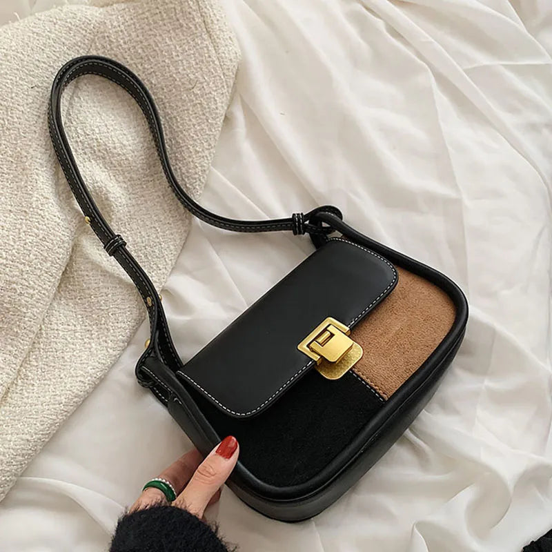 Vintage Handbags Female Crossbody Bags, Patchwork Shoulder Bag