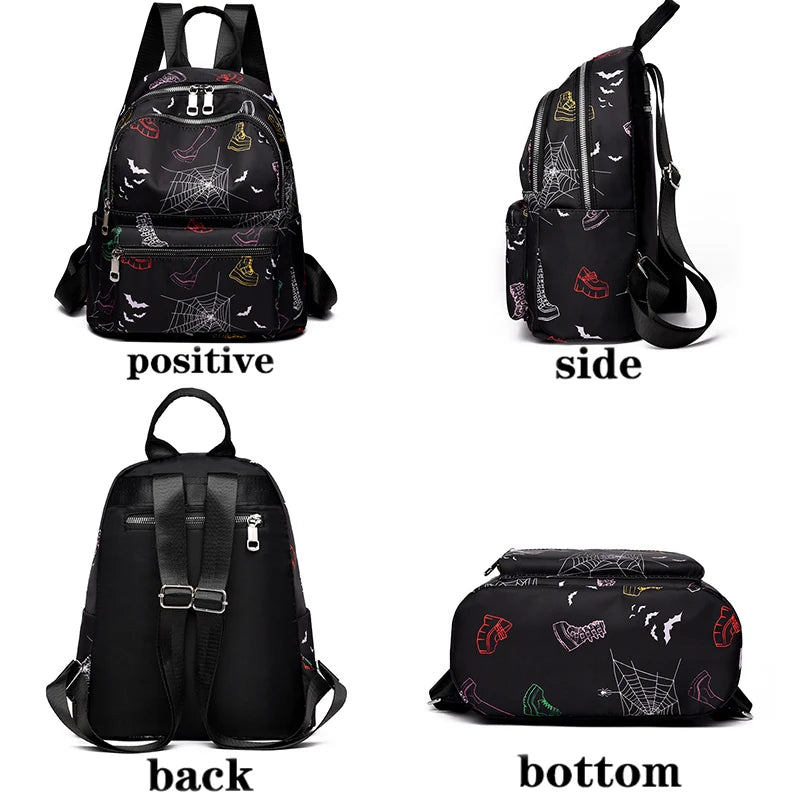 Anti-theft Backpack Graffiti Print Waterproof Travel Backpack