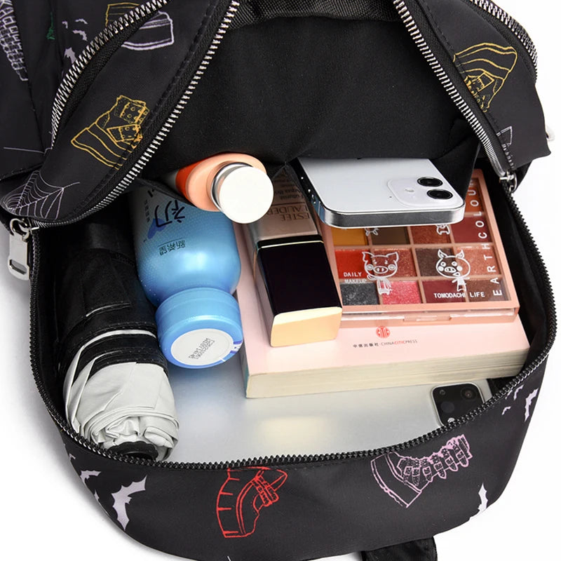 Anti-theft Backpack Graffiti Print Waterproof Travel Backpack
