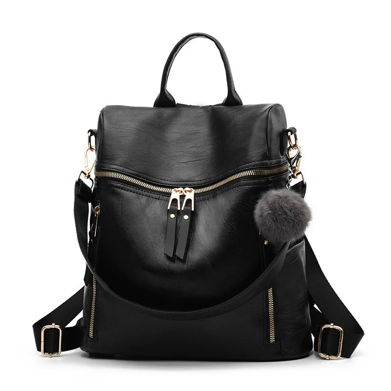 Women's PU Leather Large-capacity Travel Backpack