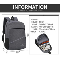 Men Oxford Business Backpack Travel Shoulder Schoolbag USB Charging
