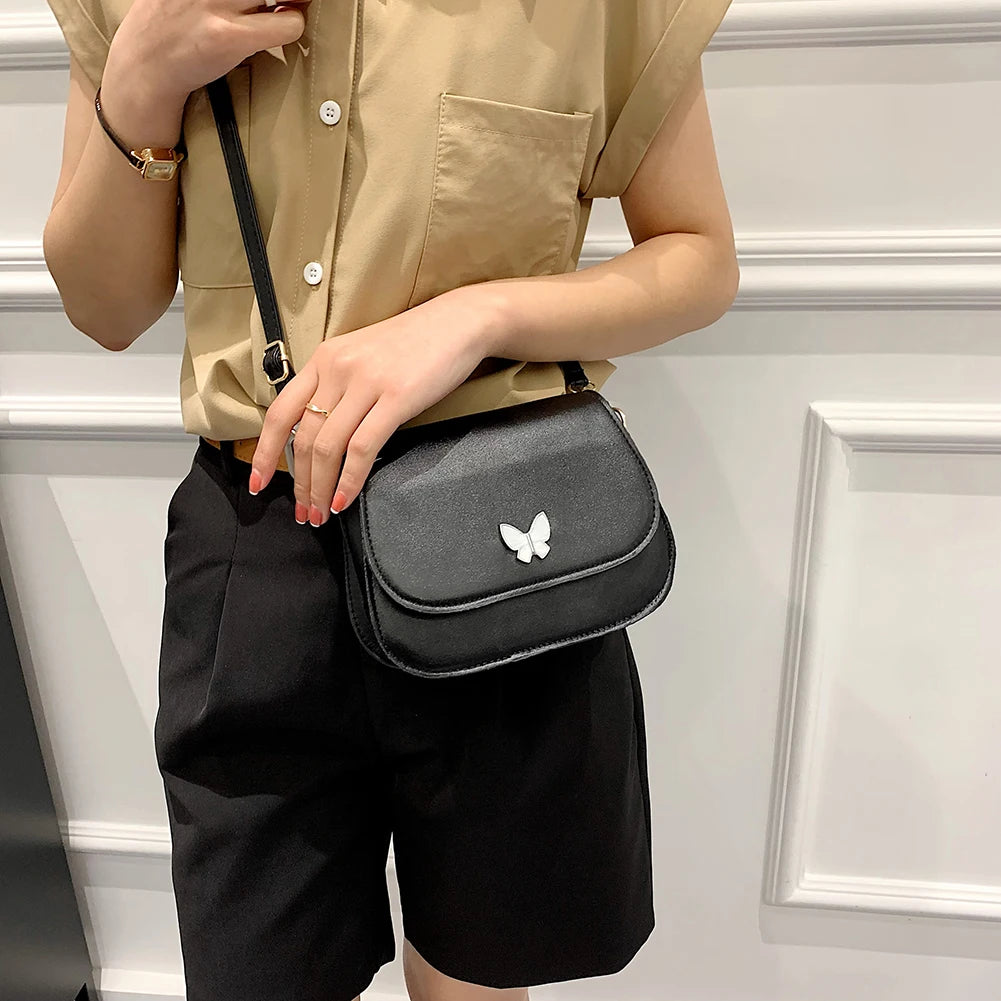 Butterfly Crossbody Bags for Women Solid Flap Shoulder Bags Lady Small