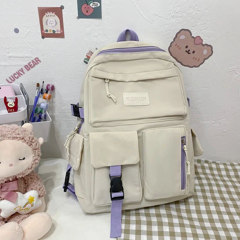 Canvas Backpack for Students Lightweight Large Capacity Book Bag School Bag