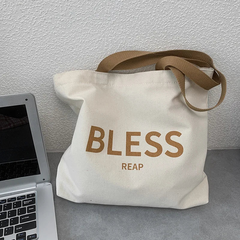 Canvas Shoulder Bag for Women Student Girls School Casual Tote Handbags