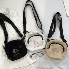 Canvas Women Messenger Bags Girls Cartoons Small Square Shoulder Crossbody Bag