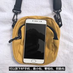 Canvas Women Messenger Bag Cartoon Shoulder Crossbody Retro Phone Purse
