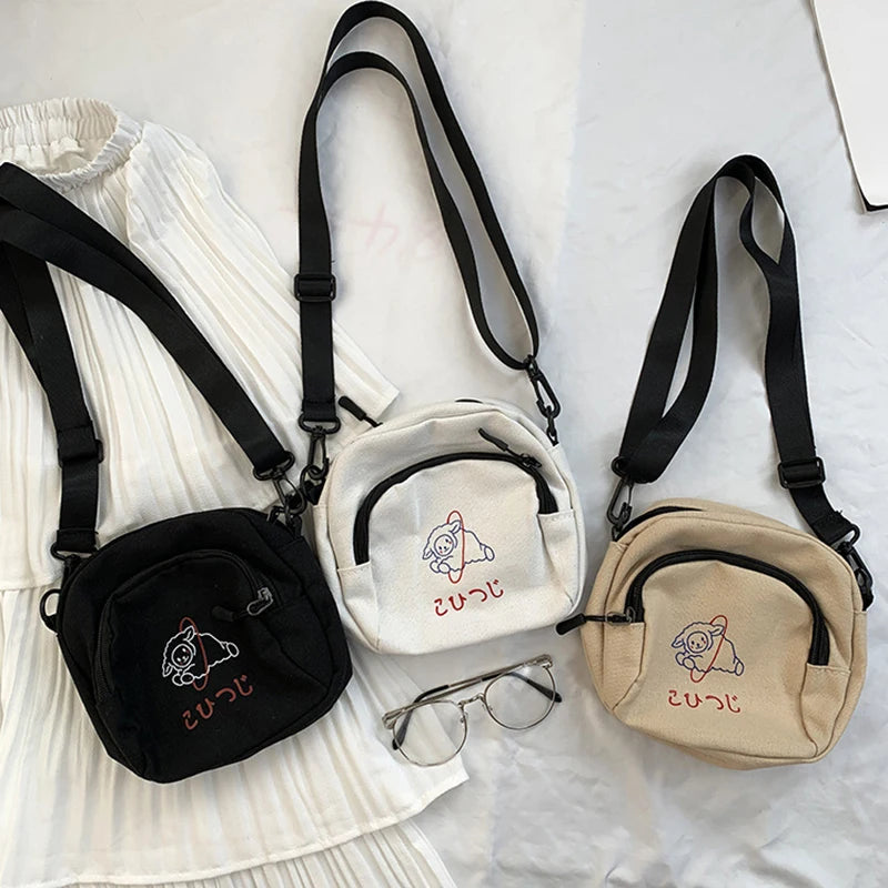Canvas Women Messenger Bags Small Square Shoulder Crossbody Bag