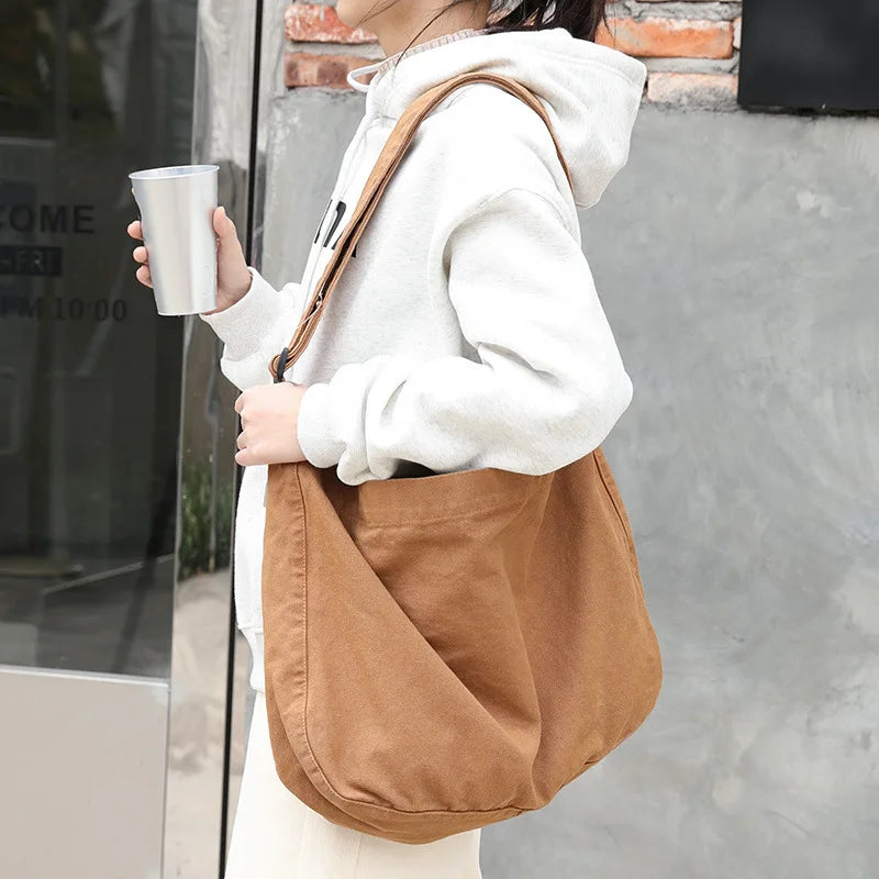 Vintage Red Canvas Crossbody Bag for Women