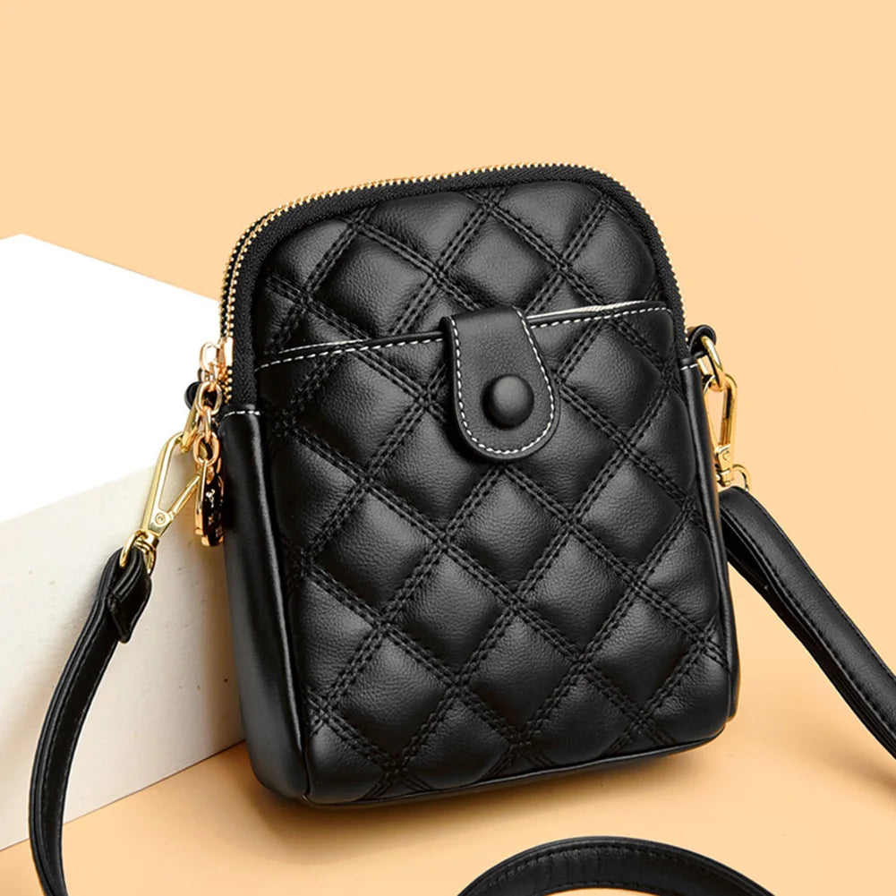 Casual Messenger Bag Quilted Rhombus Crossbody Small Portable Solid