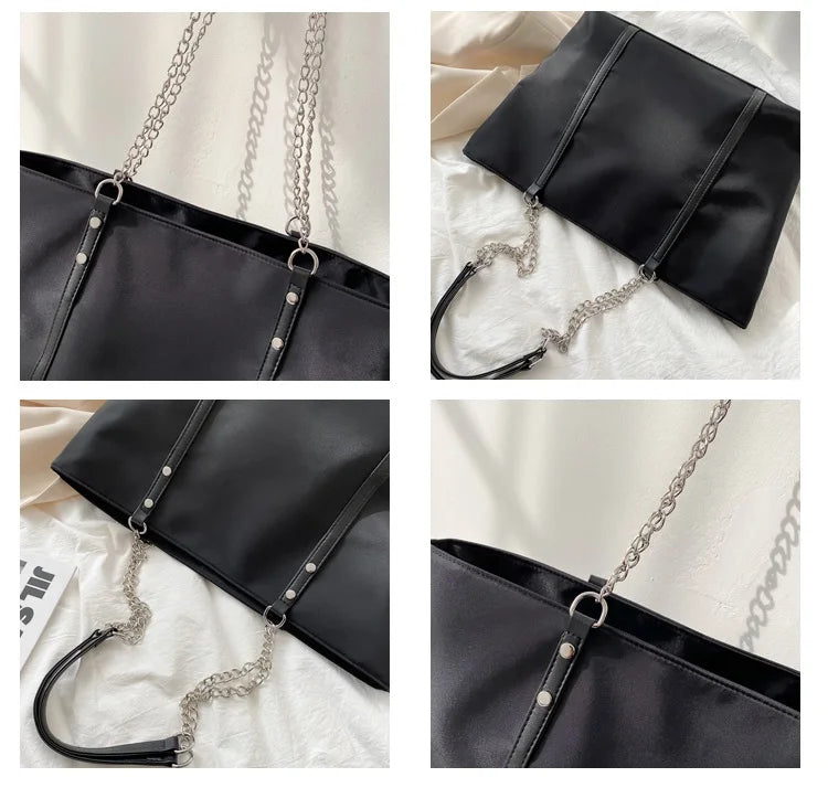 Nylon Chain Shoulder Bag Large Capacity Tote Handbag