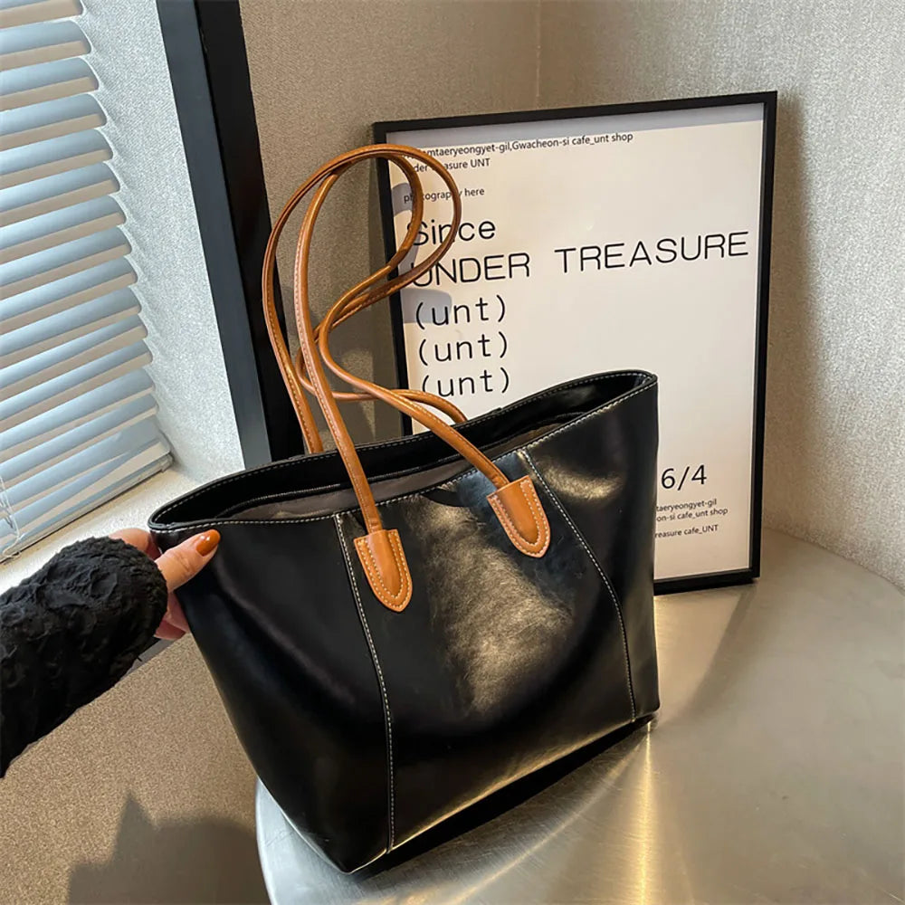 Vintage Pu Leather Large Capacity Tote Bag