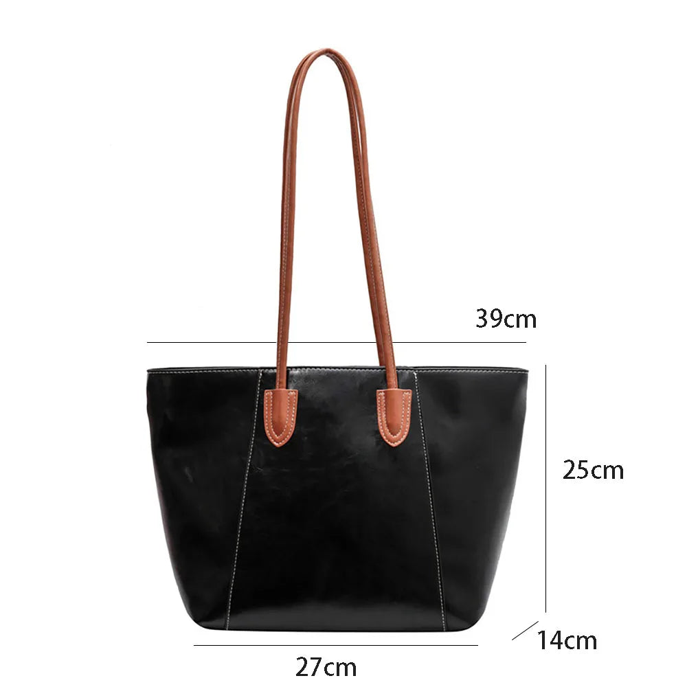 Vintage Pu Leather Large Capacity Tote Bag