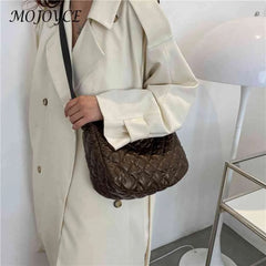 Quilted Crossbody Bag Rhombus Pattern Top-handle Shopper Bag Women