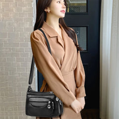 Soft Leather Shoulder Crossbody Bag Classic Solid Zipper Ladies Travel Satchel