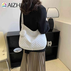 Nylon Quilted Crossbody Handbag with Small Purse for Women Girls