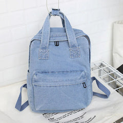 Denim Backpack School Bag for Women Student Large Capacity Shoulder Bag