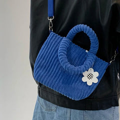 Corduroy Bucket Bag Plush Crossbody Handbag Tote Shoulder Bag