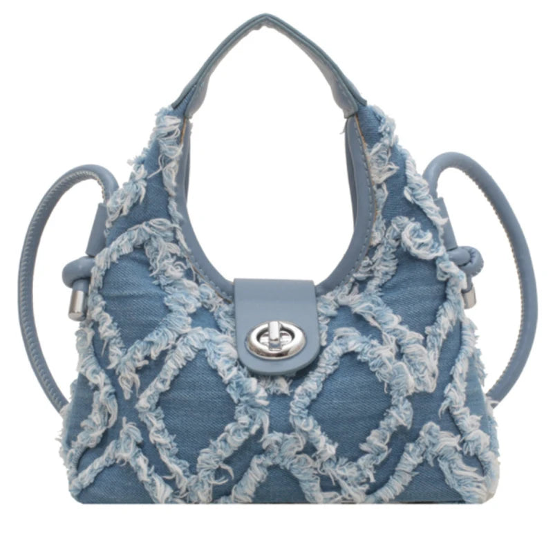 Denim Single Shoulder Messenger Crescent Bag Tassel Women Handbag Shoulder Bag