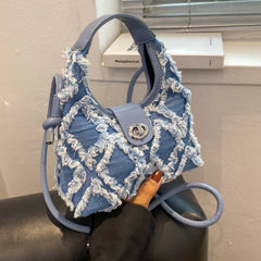 Denim Single Shoulder Messenger Crescent Bag Tassel Women Handbag Shoulder Bag