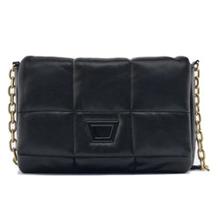 Quilted Soft Leather Women Shoulder Bag Padded Down Purse Tote Solid Handbag