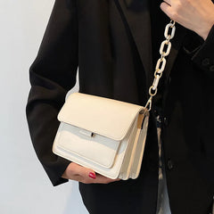 Solid Pu Leather Crossbody Bag for Women Chain Shoulder Handbags
