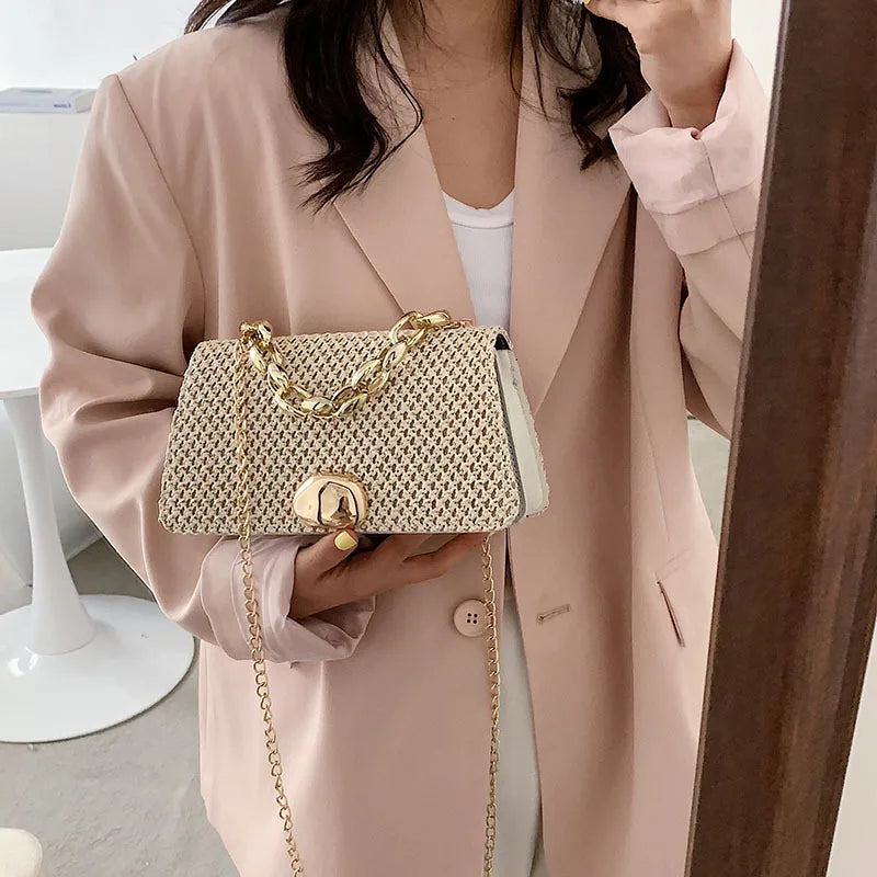 Square Sling Straw Bag for Women