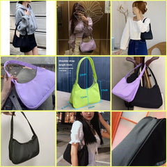 Fluorescent Green Nylon Hobos Shoulder Bag