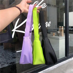 Fluorescent Green Nylon Hobos Shoulder Bag