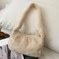 Furry Ladies Shoulder Bag Winter Plush Clutch Purse Handbag