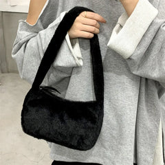Furry Ladies Shoulder Bag Winter Plush Clutch Purse Handbag