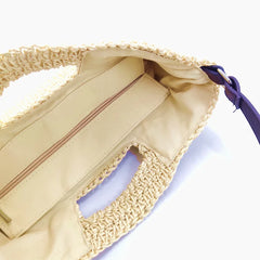 Straw-woven Bag Long Handle Handbags Hand-woven Flap