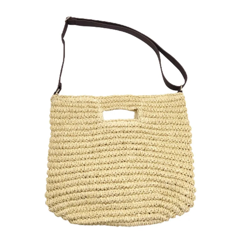 Straw-woven Bag Long Handle Handbags Hand-woven Flap
